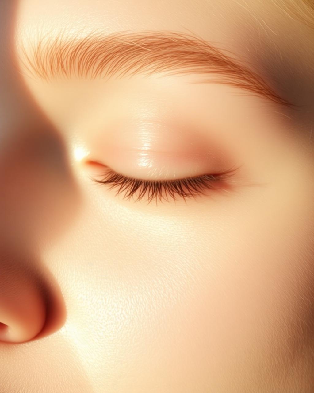 Close-up of soft skin around the eye area